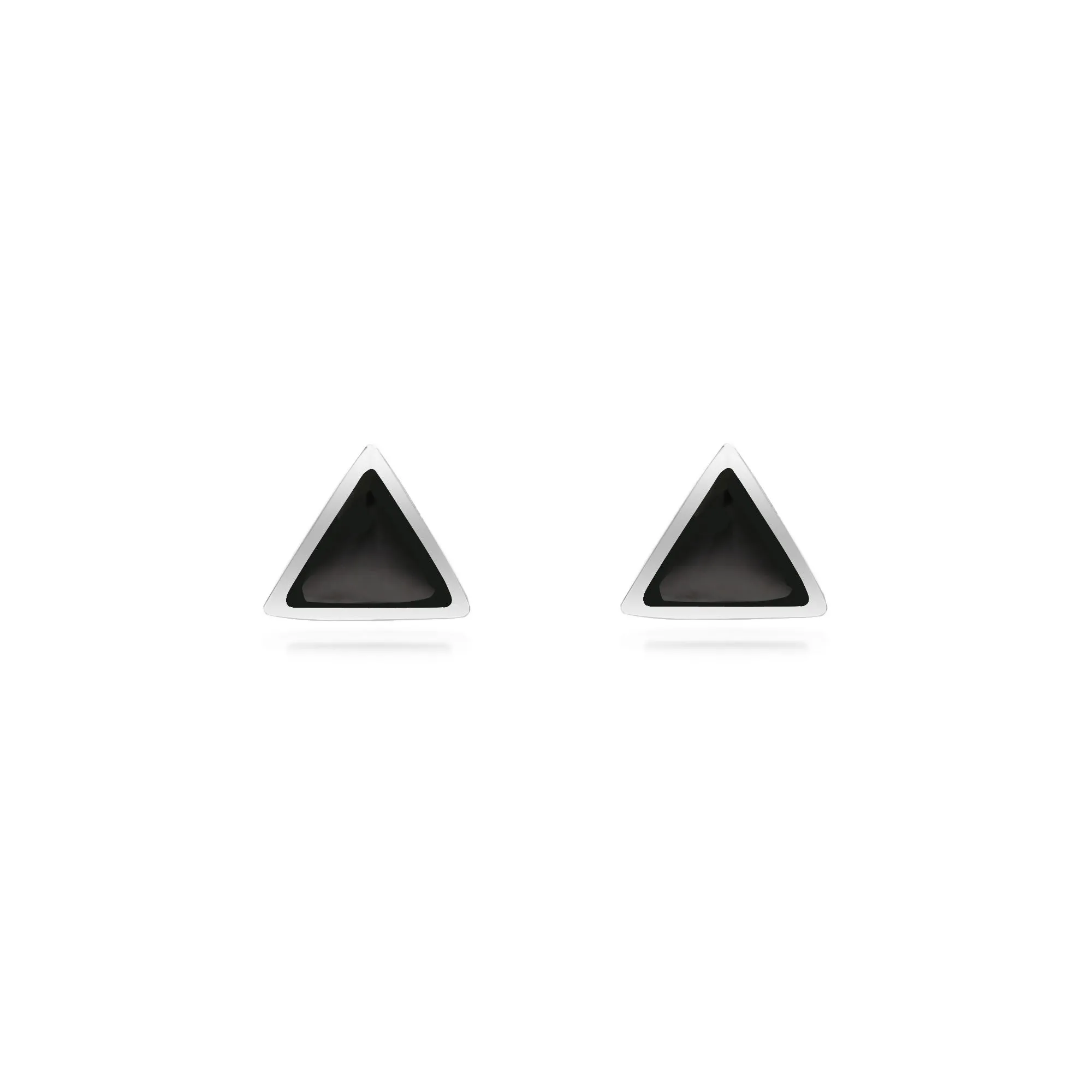 Sterling Silver Whitby Jet Triangle Stud Earrings