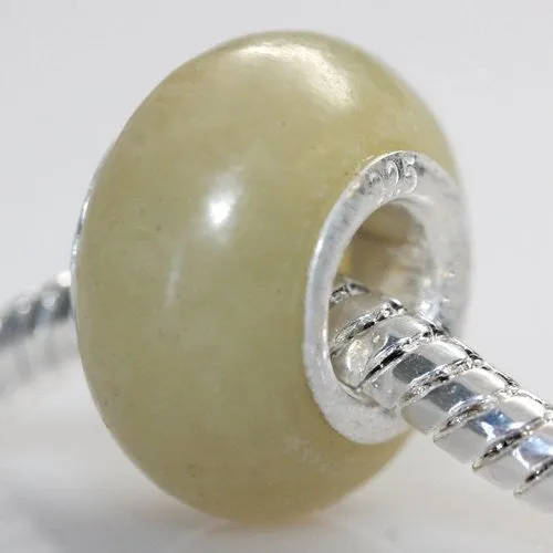Stone Lemon Quartz European Bead Compatible for Most European Snake Chain Bracelet