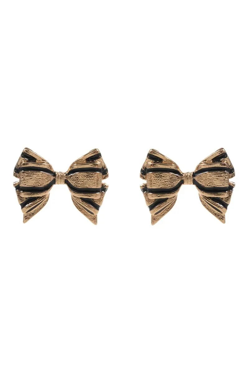 Stripe Bow Stud Earrings