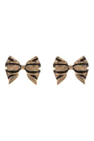 Stripe Bow Stud Earrings