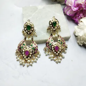 Suhasini Jadau Chandbali Earrings - Multicolor