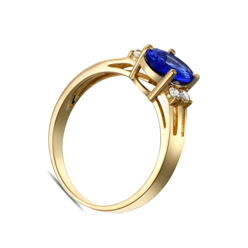 Tanzanite Diamond Ring 1.1ct 14kt Gold Ring