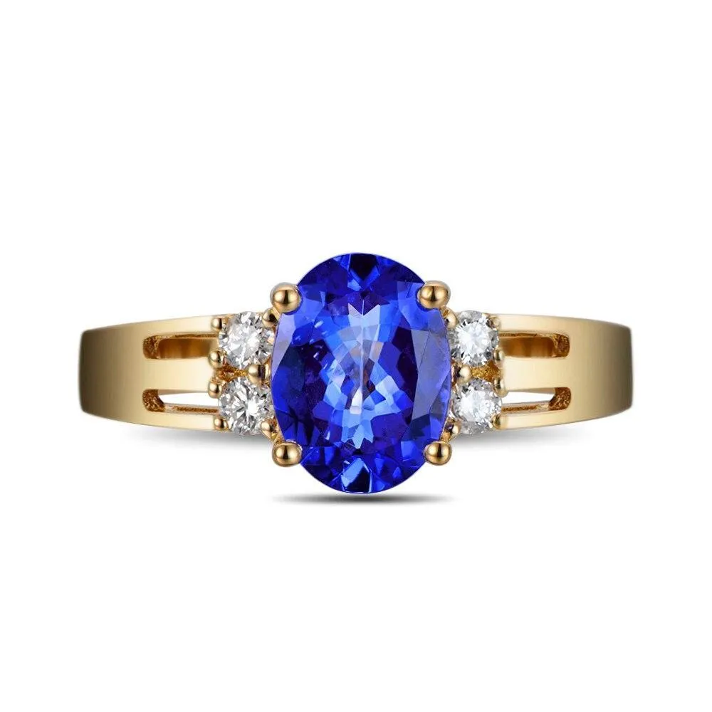 Tanzanite Diamond Ring 1.1ct 14kt Gold Ring