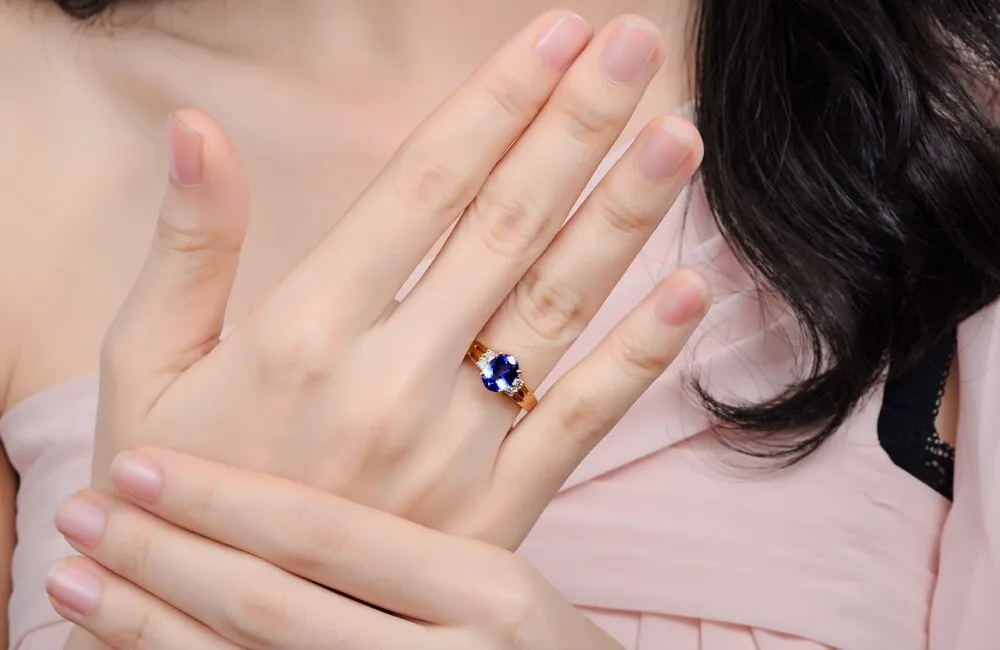 Tanzanite Diamond Ring 1.1ct 14kt Gold Ring