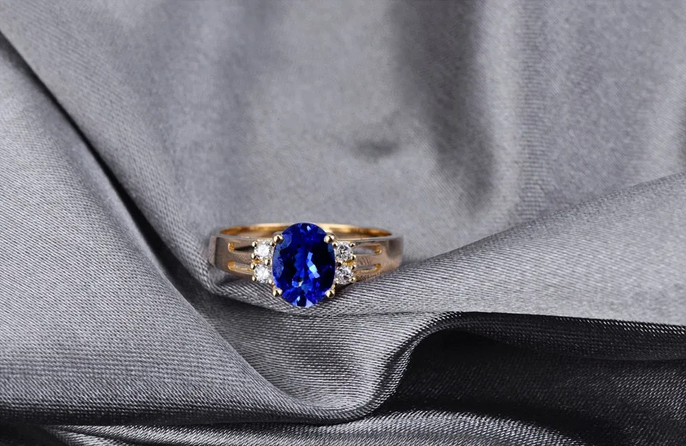 Tanzanite Diamond Ring 1.1ct 14kt Gold Ring