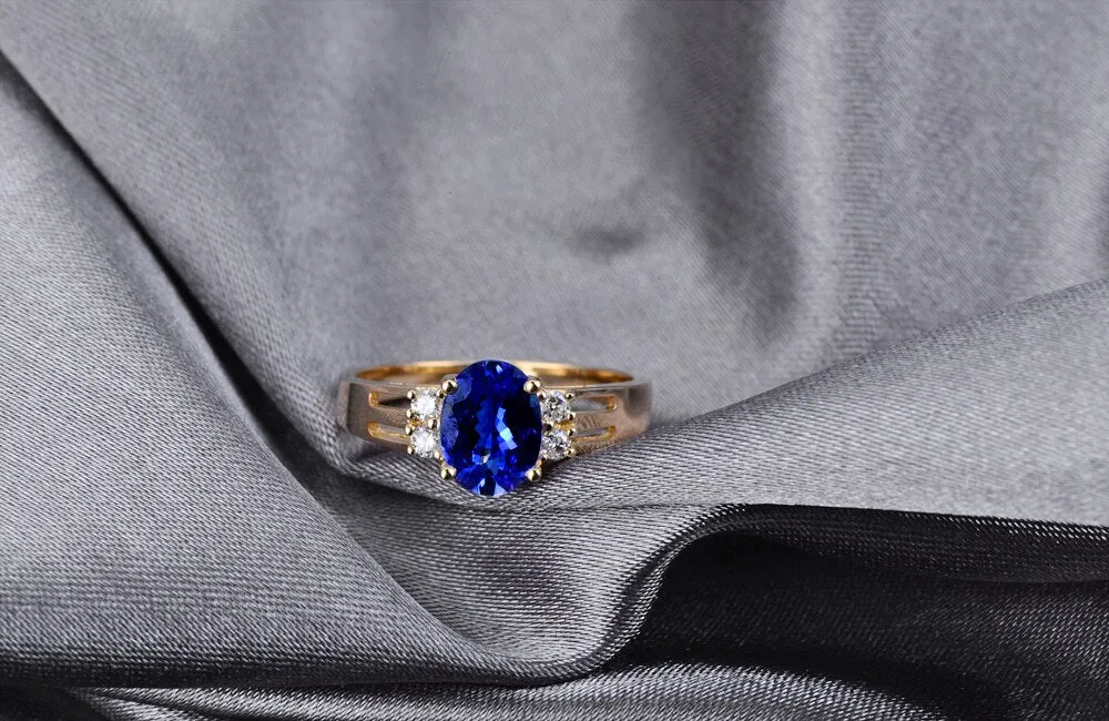 Tanzanite Diamond Ring 1.1ct 14kt Gold Ring