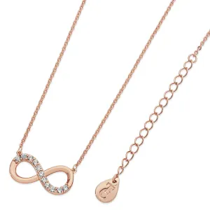 Tipperary Crystal Part Stone Set Infinity Pendant Rose Gold