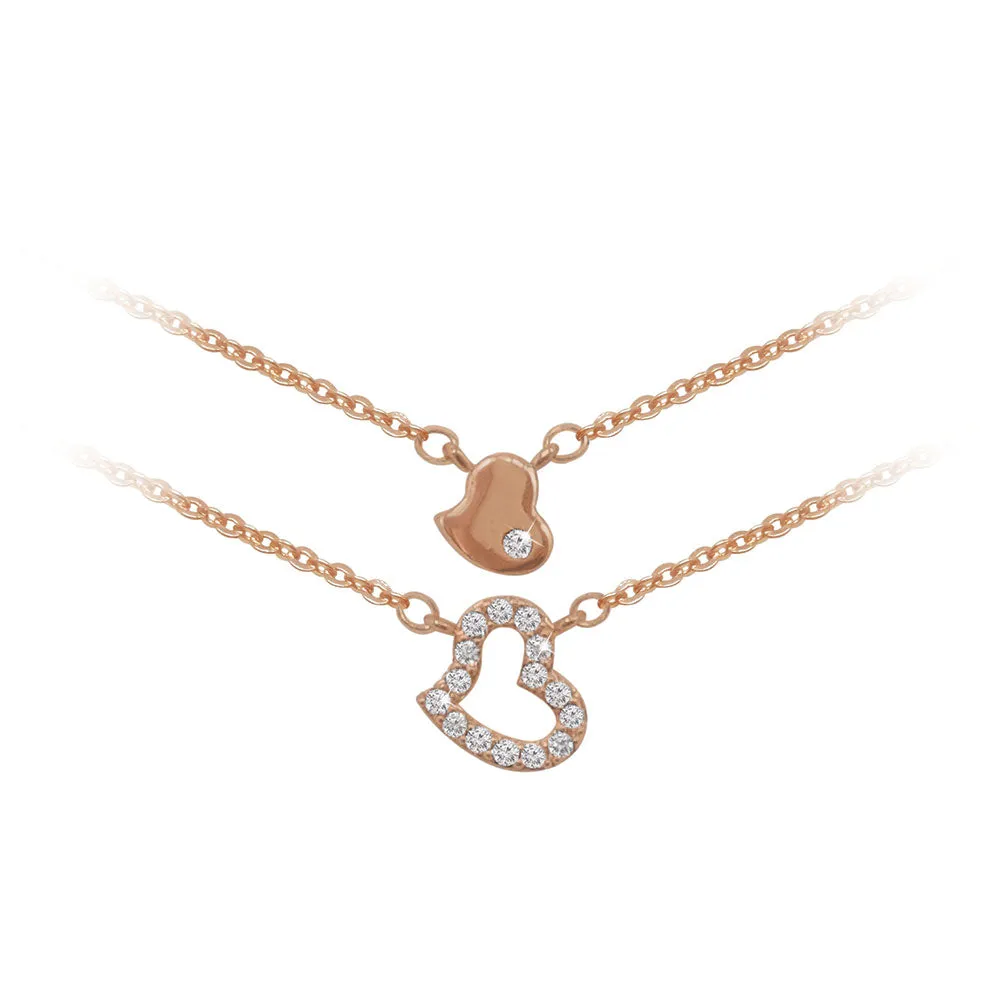 Tipperary Crystal Rose Gold Double Heart Pendant