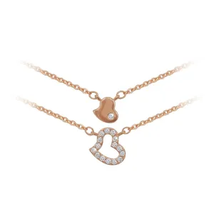 Tipperary Crystal Rose Gold Double Heart Pendant