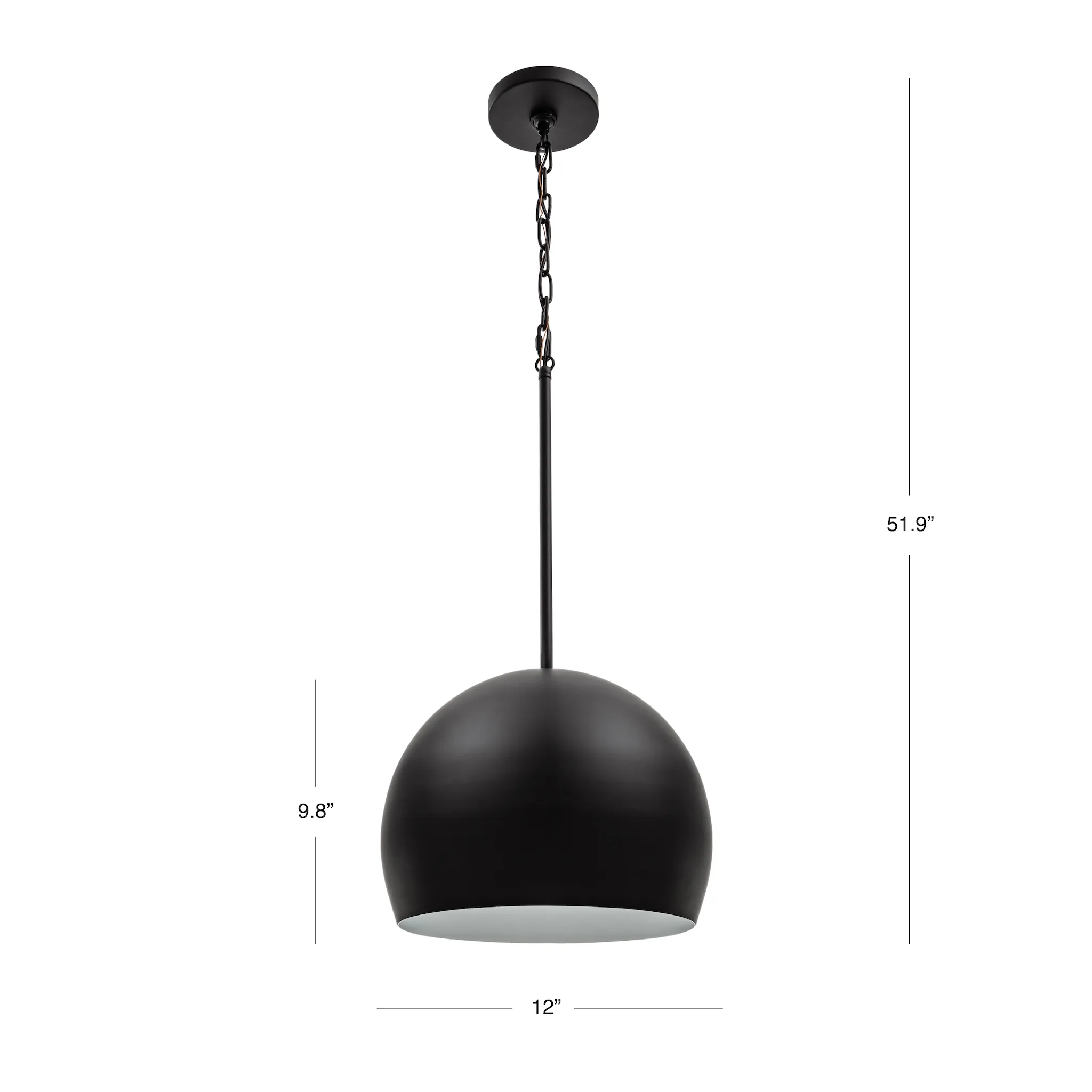 Tivoli 12" Dome Pendant Light in Matte Black