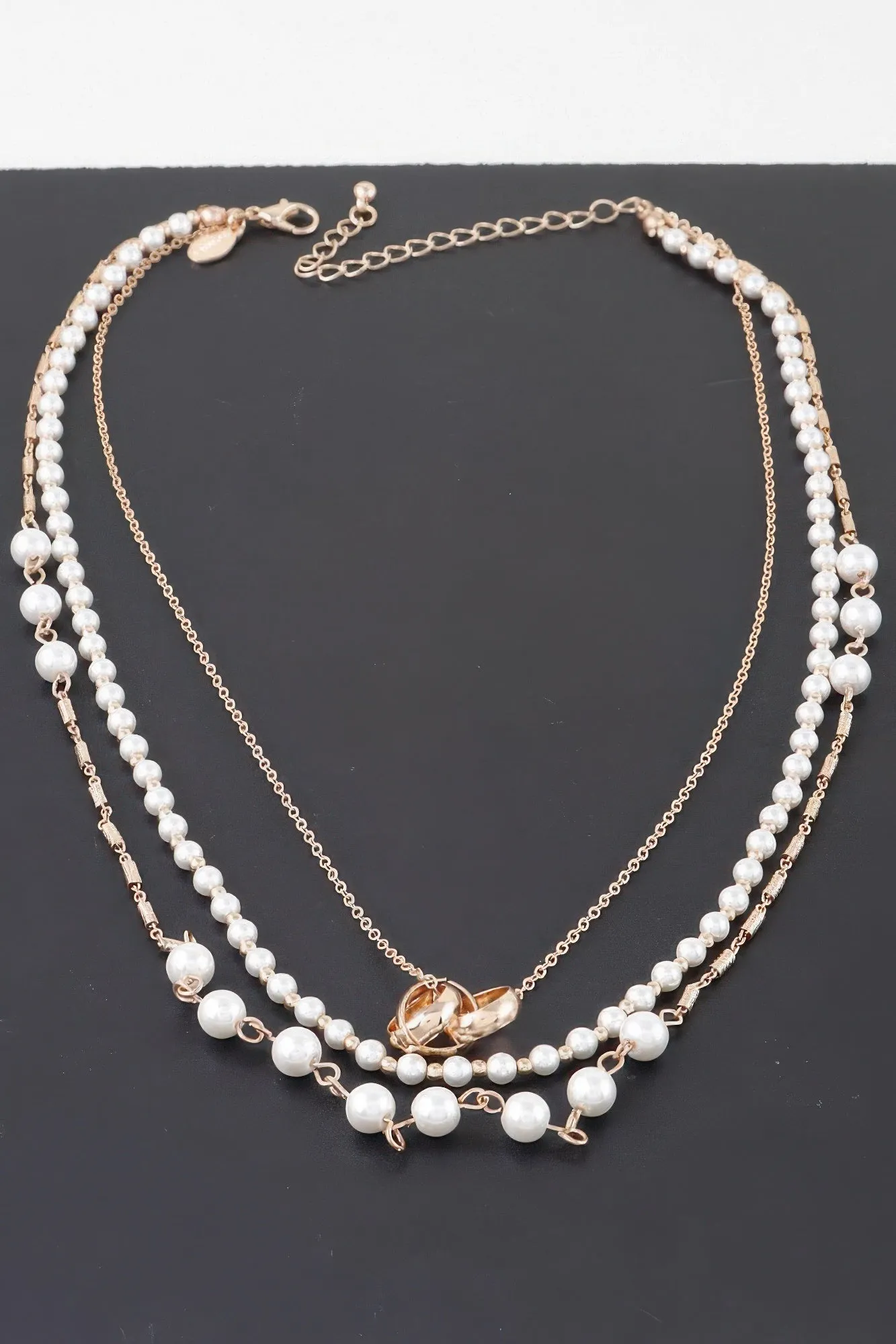 Triple Ring Beaded Necklace