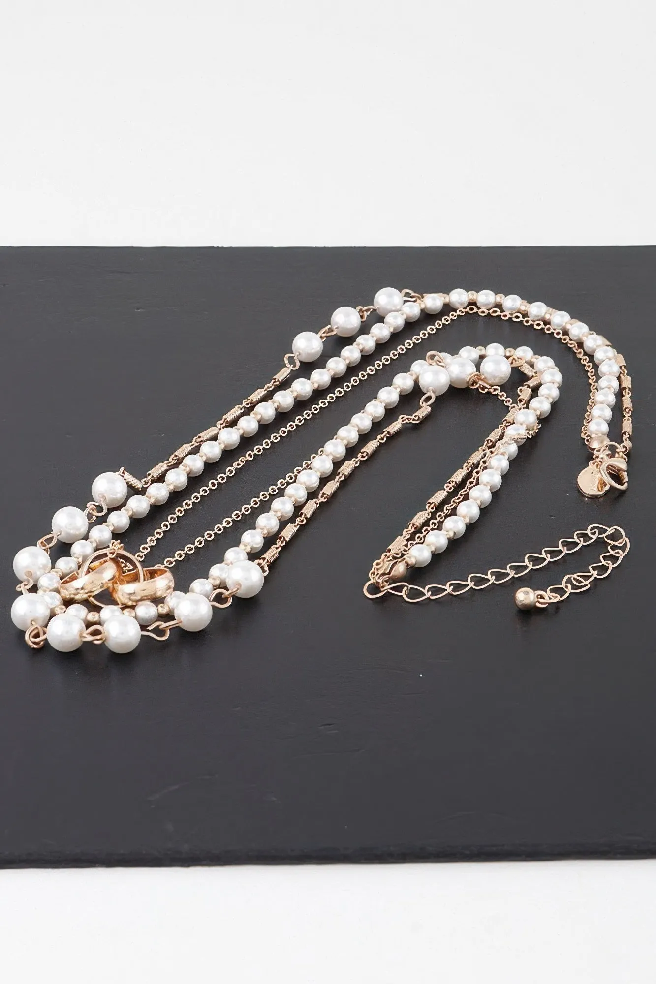 Triple Ring Beaded Necklace