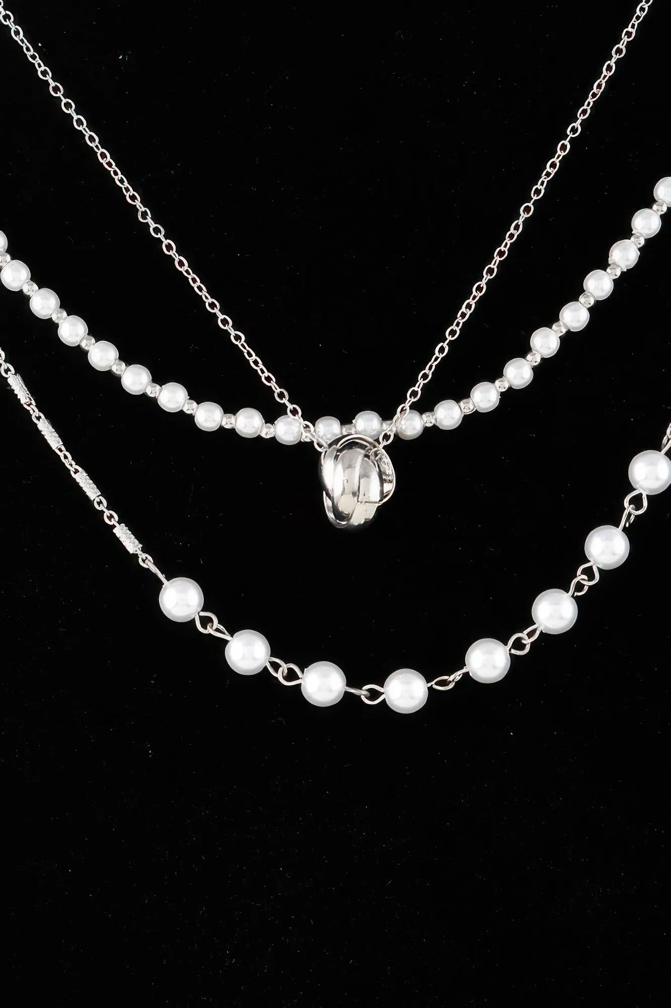 Triple Ring Beaded Necklace
