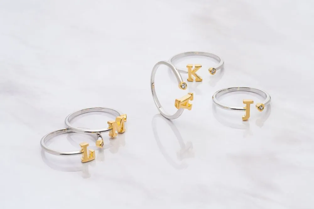 Two Tone Y Initial Ring