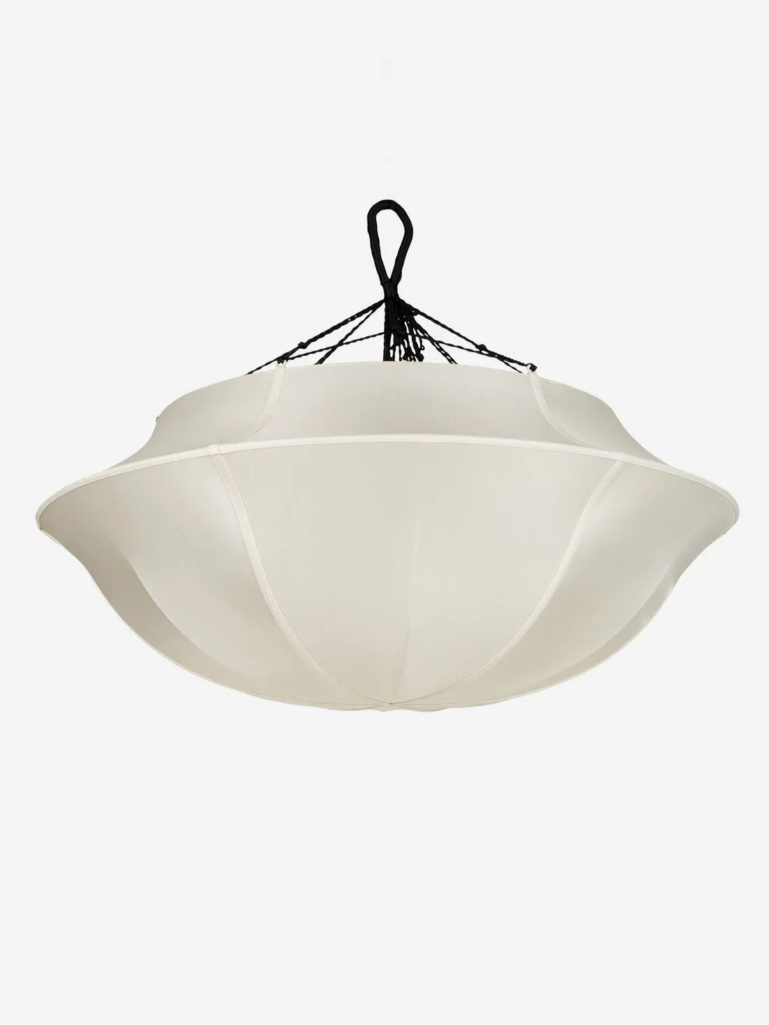 Umbrella Silk Pendant in Off-White Silk with White Ribbon by Oi Soi Oi