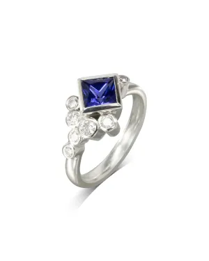 Water Bubbles Tanzanite and Diamond Ring