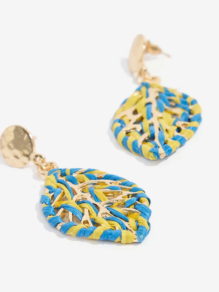 Westside Accessories Blue Threadwork Leaf Earrings