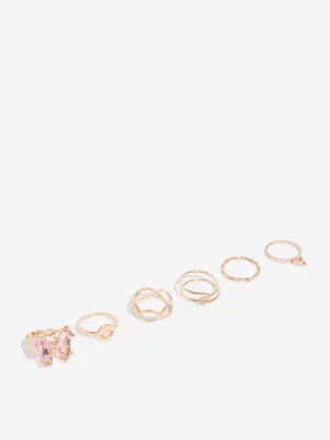 Westside Accessories Gold Butterfly Stackable Rings - Pack of 6
