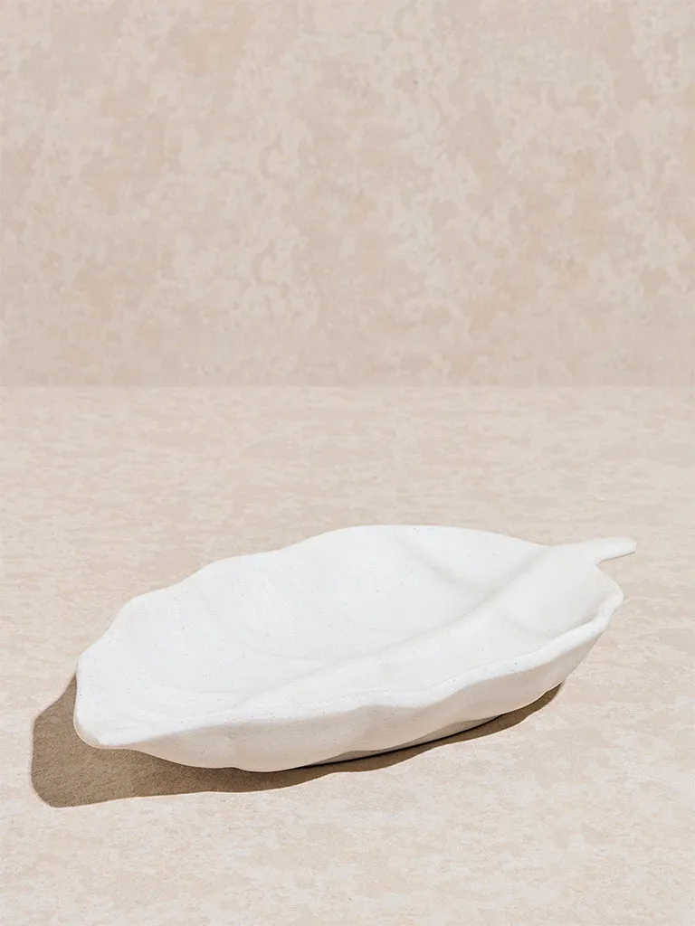 Westside Home White Leaf-Shaped Serving Platter