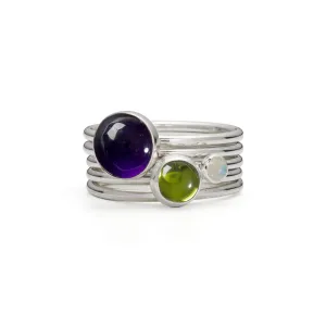 Whimberry: Amethyst, Peridot and Moonstone Stacking Ring