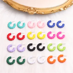 Wholesale Colorful Bamboo C-ring Acrylic Earrings