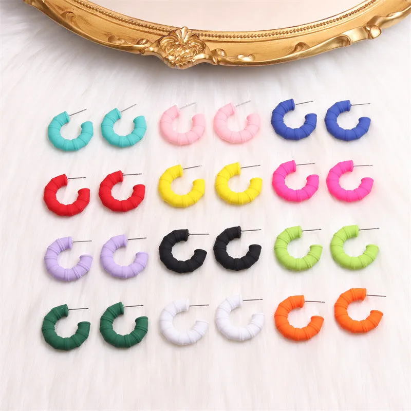 Wholesale Colorful Bamboo C-ring Acrylic Earrings