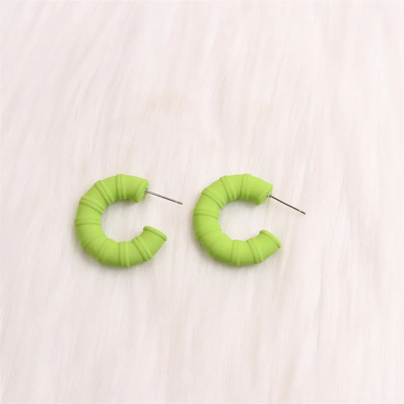Wholesale Colorful Bamboo C-ring Acrylic Earrings