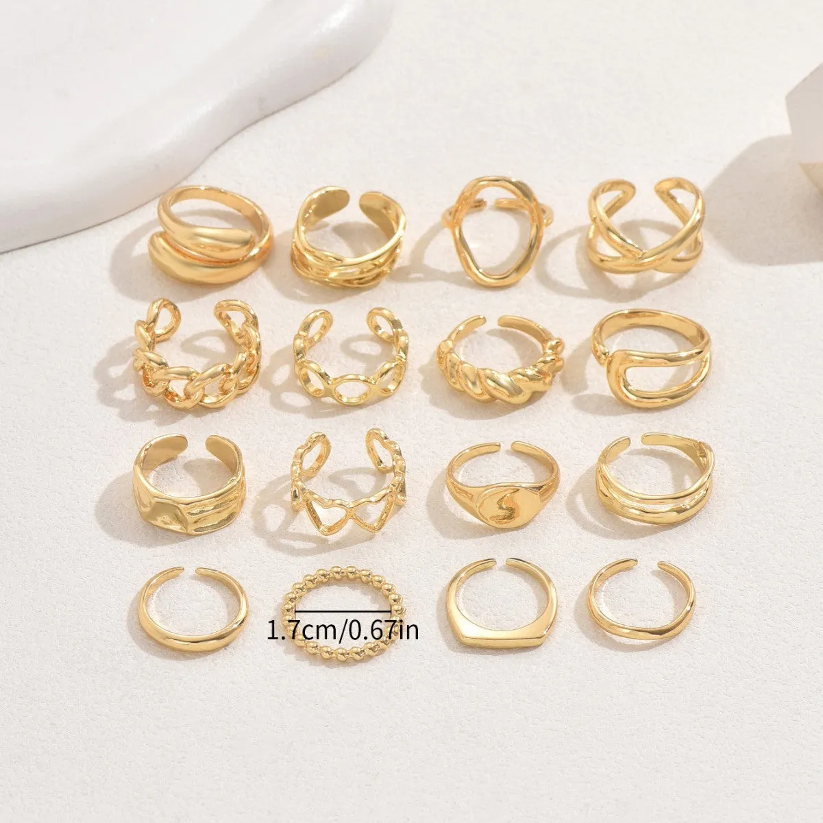 Wholesale Geometric Light Luxury Style Heart Design Open Personality Niche Design Versatile Rings