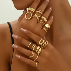 Wholesale Geometric Light Luxury Style Heart Design Open Personality Niche Design Versatile Rings