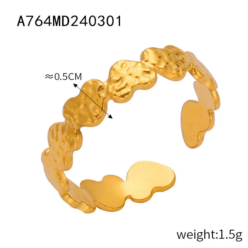 Wholesale Open Titanium Steel Gold Plated Geometric Versatile Ring