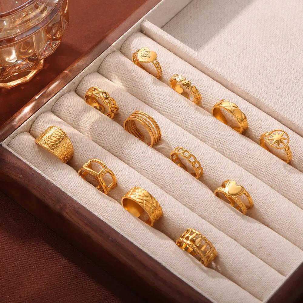Wholesale Open Titanium Steel Gold Plated Geometric Versatile Ring