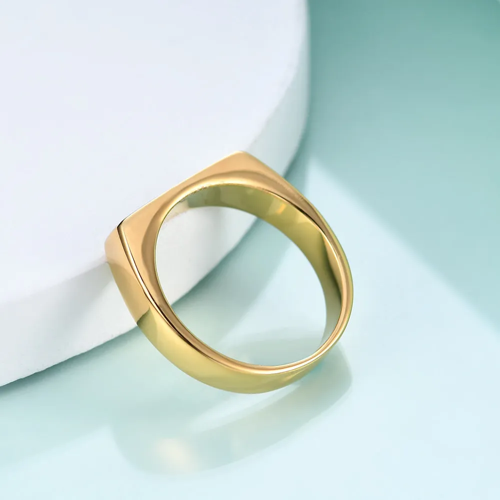 Wholesale simple and versatile temperament small strip 18K gold flat stainless steel ring