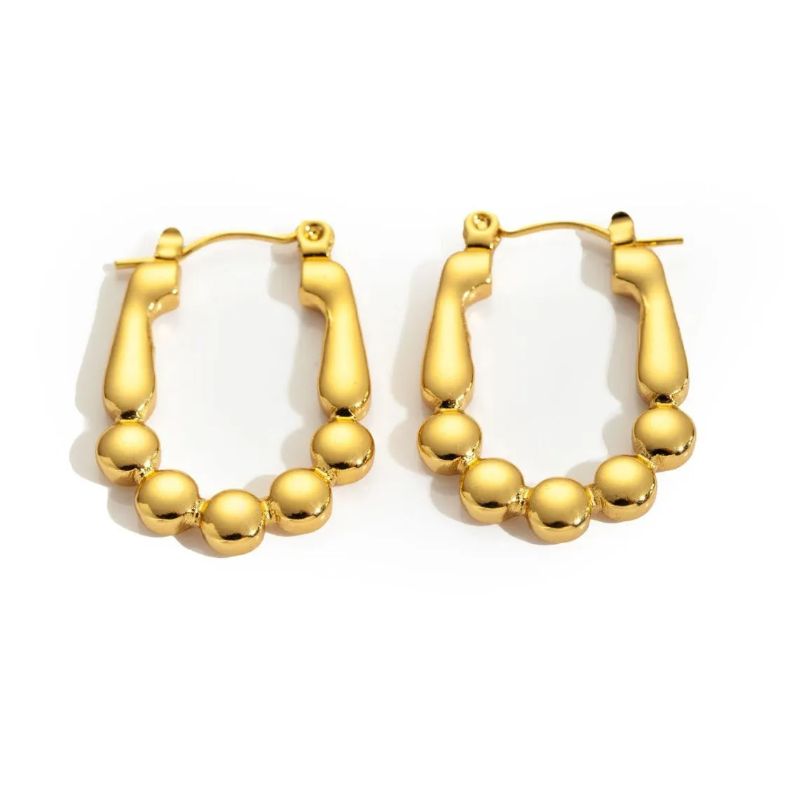 Wholesale Trendyy Metal Titanium Steel Geometric Glossy Retro Versatile Stainless Steel Earrings