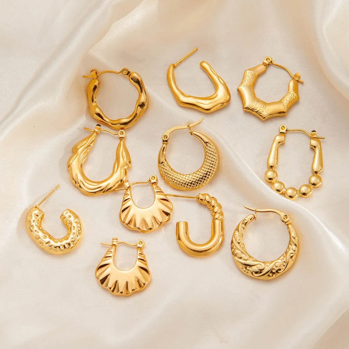 Wholesale Trendyy Metal Titanium Steel Geometric Glossy Retro Versatile Stainless Steel Earrings
