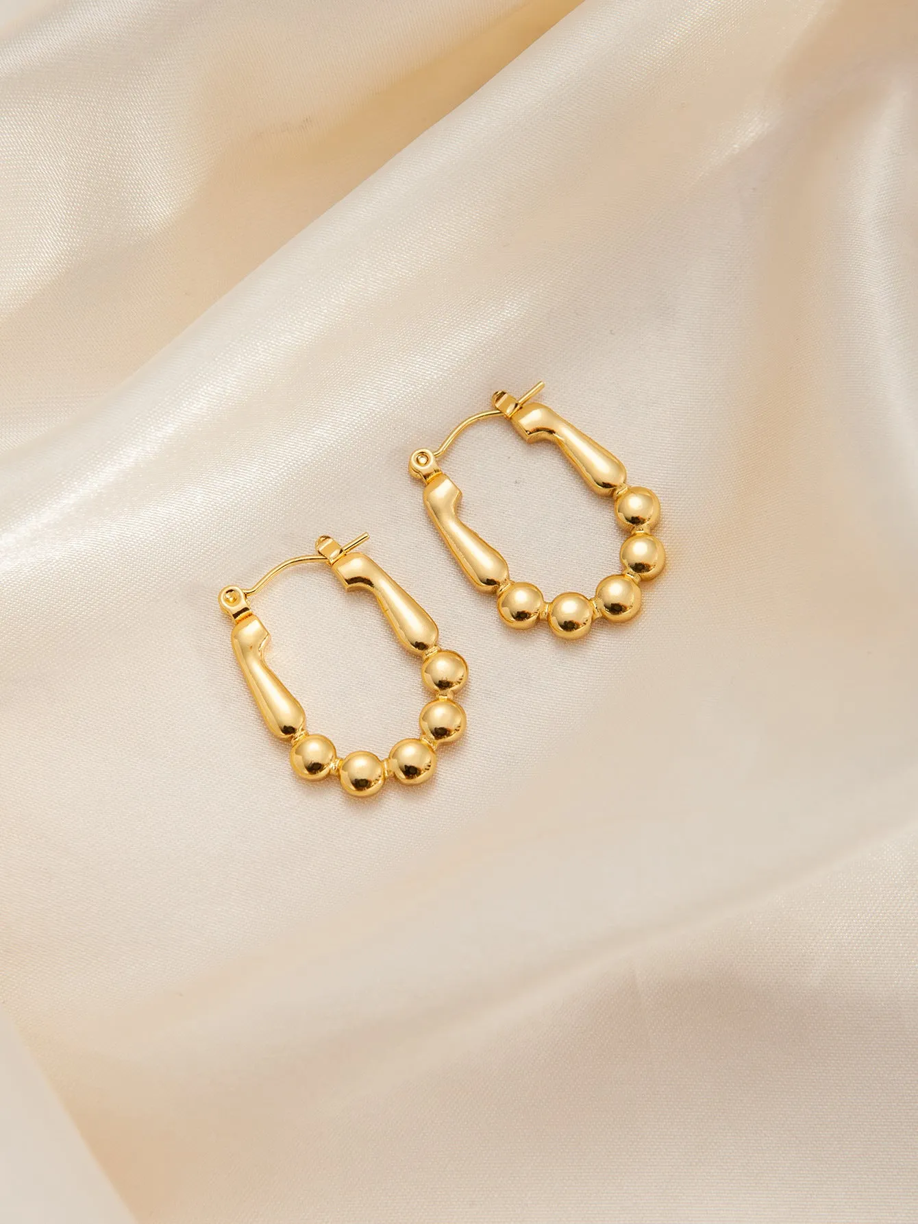 Wholesale Trendyy Metal Titanium Steel Geometric Glossy Retro Versatile Stainless Steel Earrings