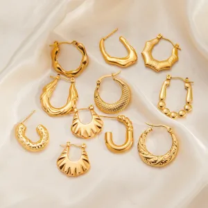 Wholesale Trendyy Metal Titanium Steel Geometric Glossy Retro Versatile Stainless Steel Earrings