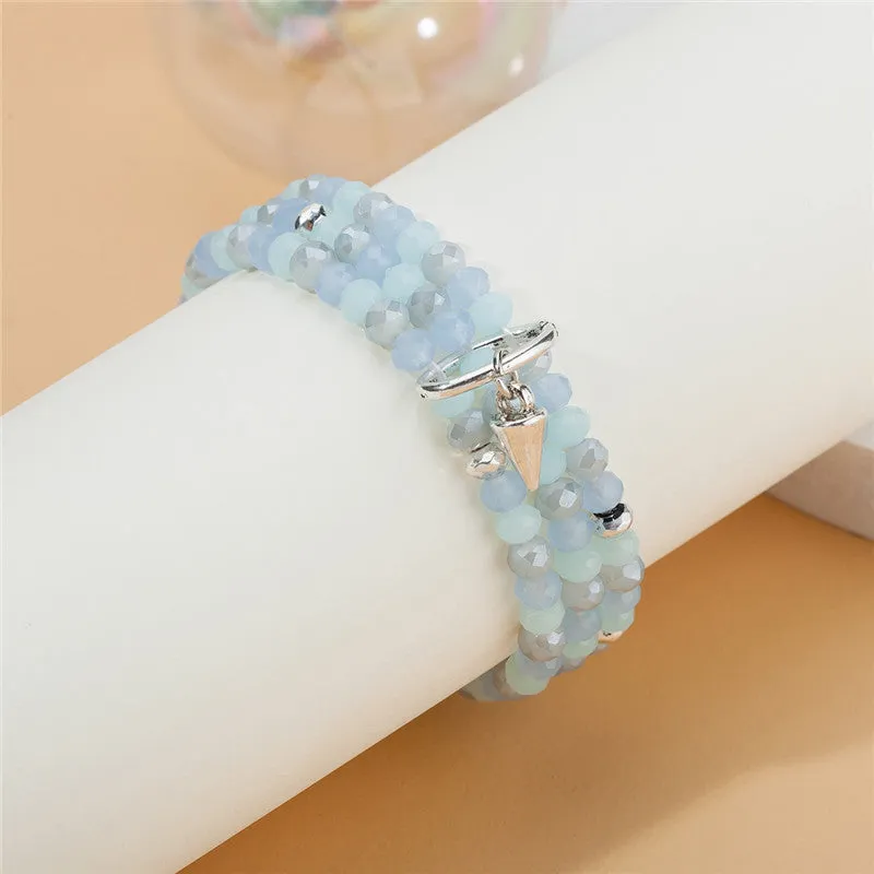 Women's Natural Stone Multi-layer Crystal Bracelet