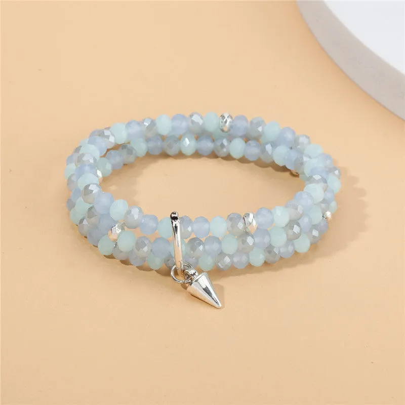 Women's Natural Stone Multi-layer Crystal Bracelet
