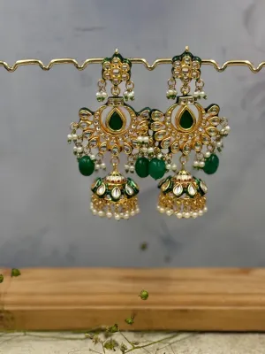 Yasmin Kundan Earrings - Green