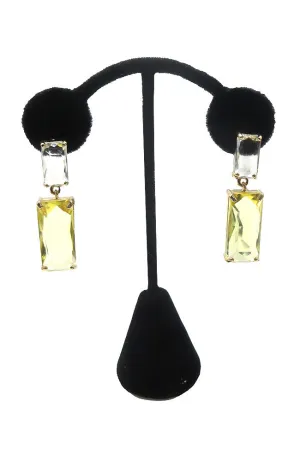 Yellow Dbl Baguette Earrings