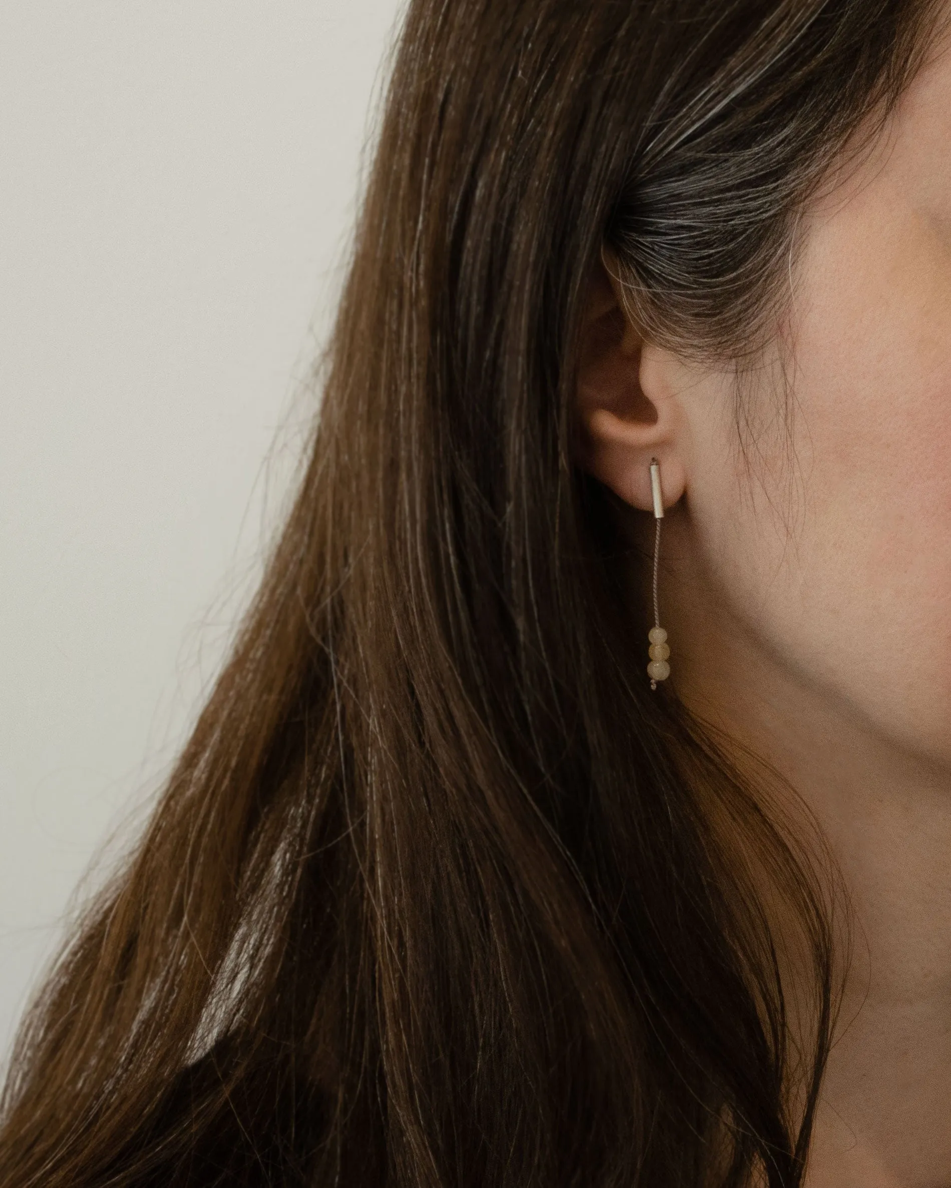 Yellow quartz silver pendant earrings