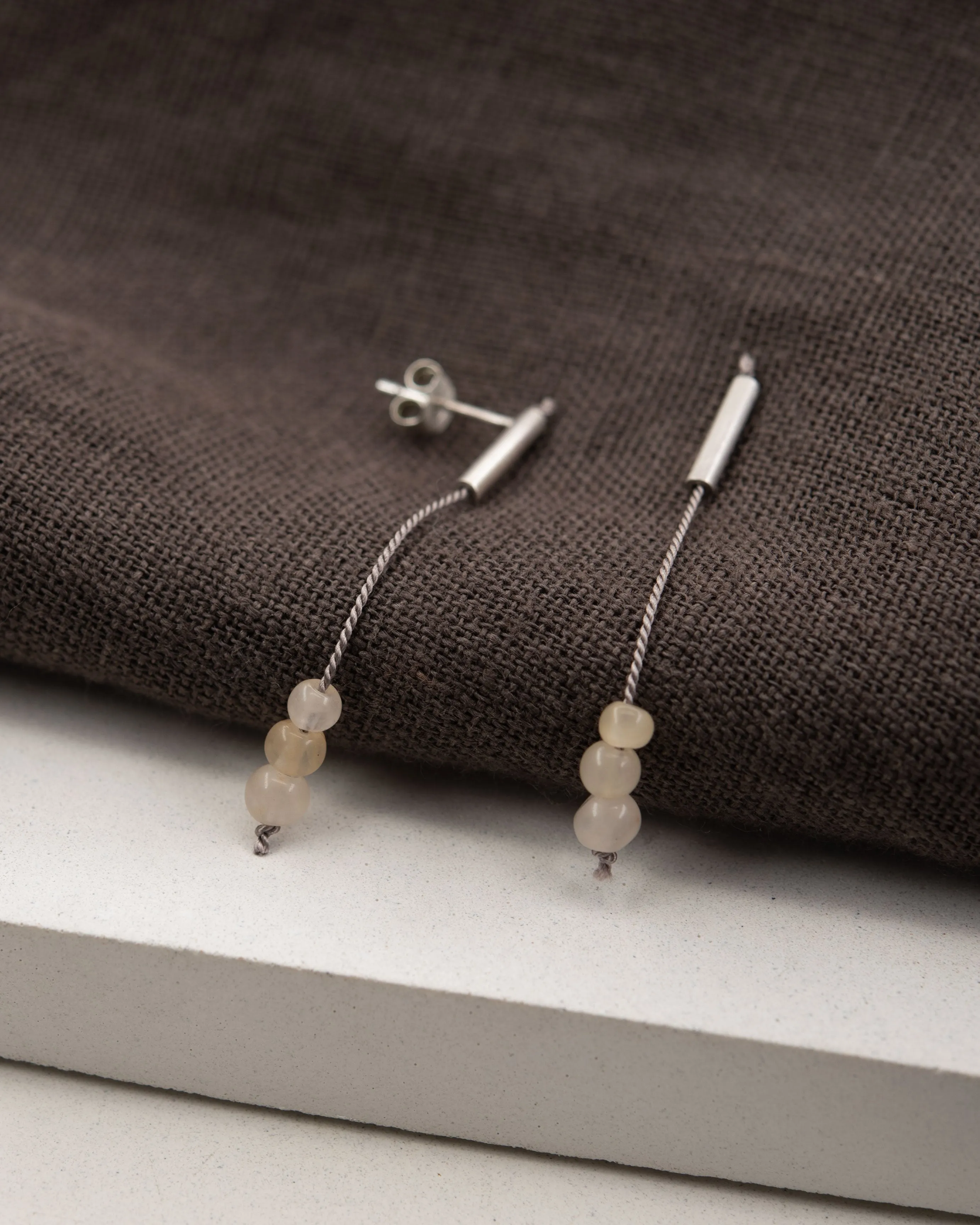 Yellow quartz silver pendant earrings