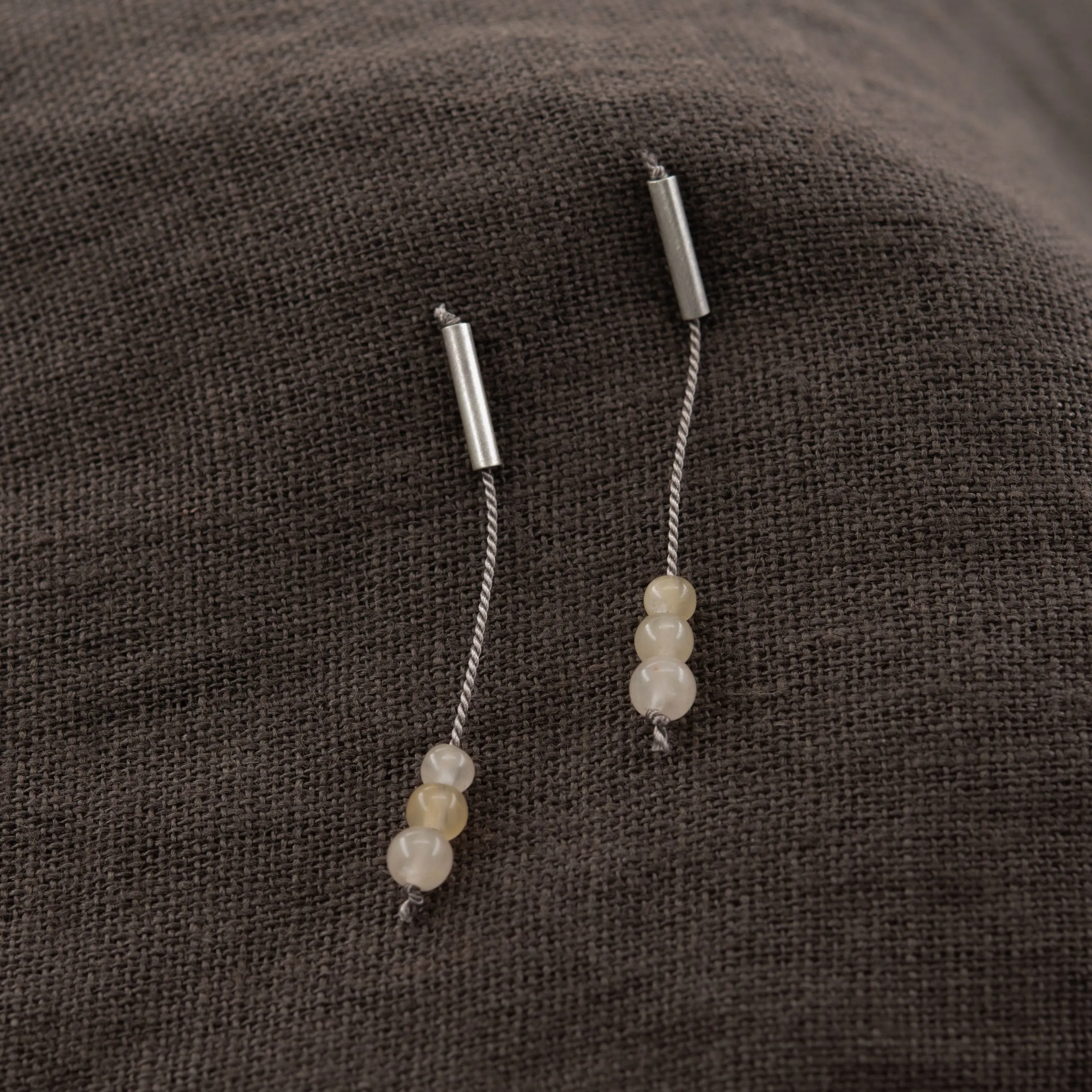 Yellow quartz silver pendant earrings