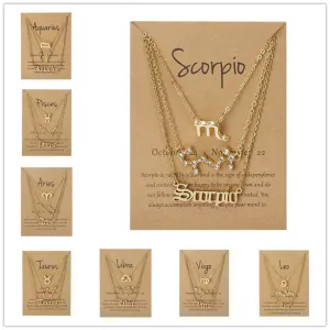 ZODIAC CHAIN! 3Pcs/Set Best Friends Necklaces Fashion Cardboard Star Zodiac Sign Pendant 12 Constellation Charm Scorpio Necklace Jewelry Gifts